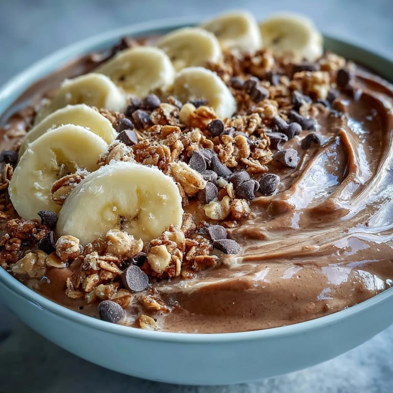 Vibrant Chunky Monkey Smoothie Bowls in a breakfast scene, featuring a glass of milk and scattered banana slices.