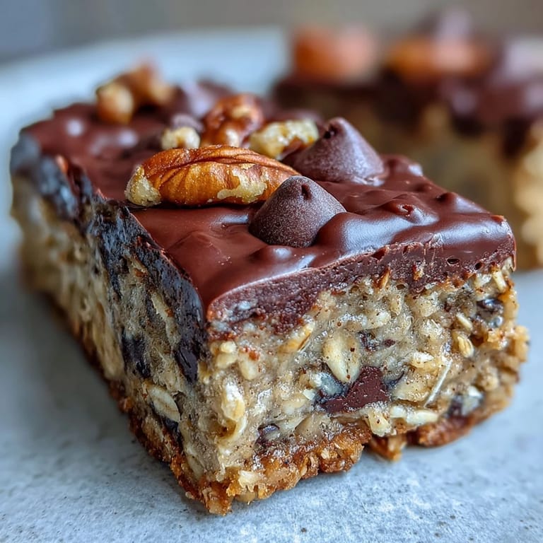 Cooling on a wire rack, these protein oat bars feature sliced banana.