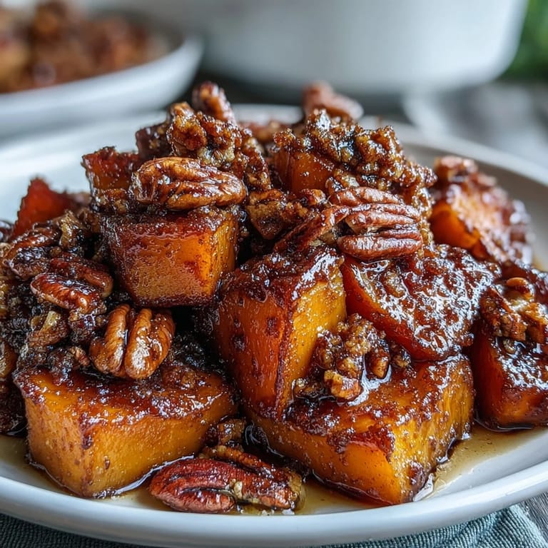 Rich and buttery candied yams casserole with crunchy pecan streusel, a comforting side for family gatherings.