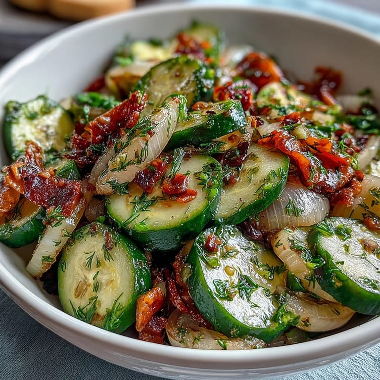 Bright dill vinaigrette dresses a colorful salad of sliced cucumbers, radishes, and scallions in this fresh recipe.
