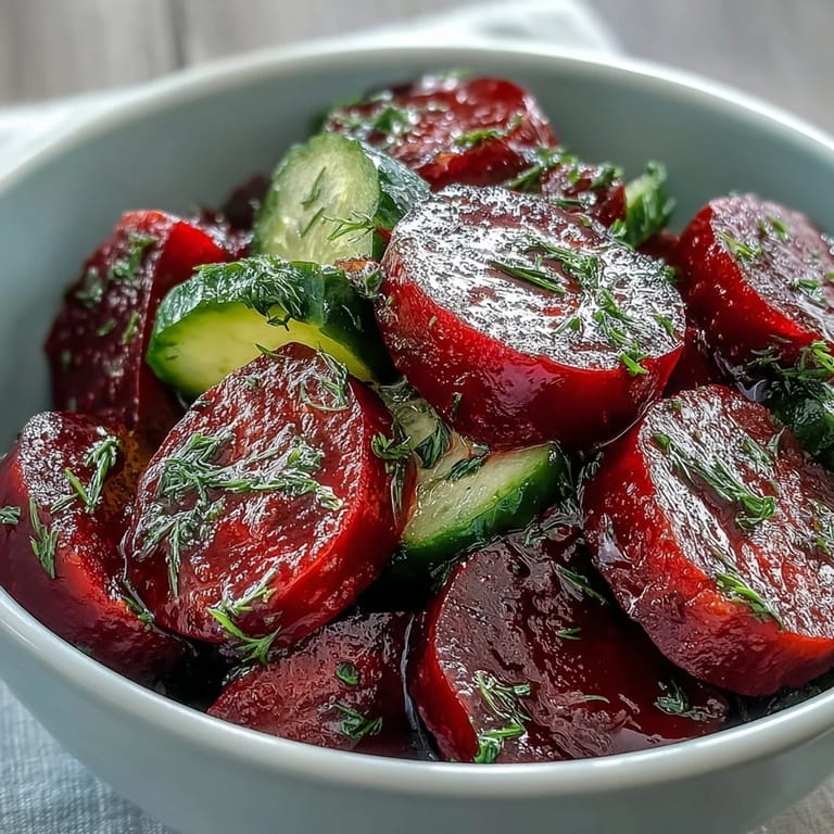 A light and refreshing salad featuring cucumbers, radishes, and a tangy dill vinaigrette, perfect for spring.