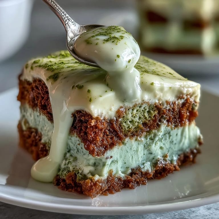 Elegant Japanese-inspired matcha tiramisu, dusted with vibrant green tea powder and served chilled.