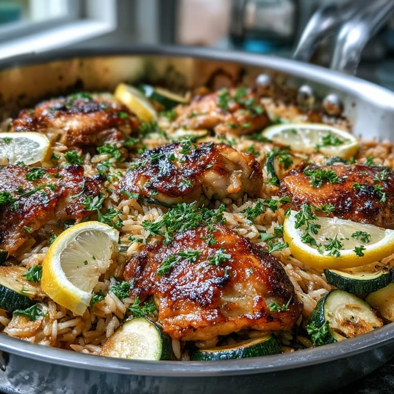 Savory One-Pan Lemon Chicken and Zucchini Orzo, a comforting and quick weeknight meal.