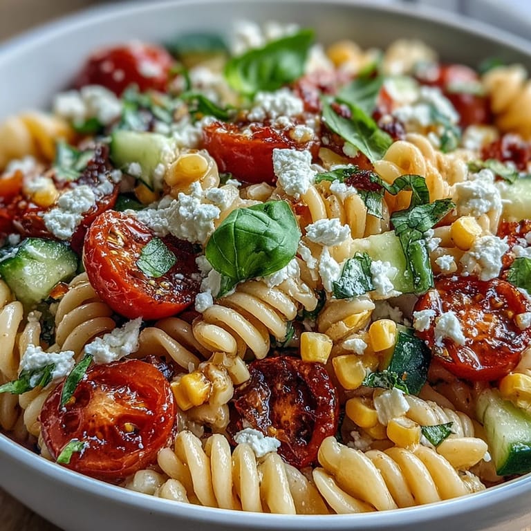 Juicy tomatoes and sweet corn elevate this refreshing pasta salad.